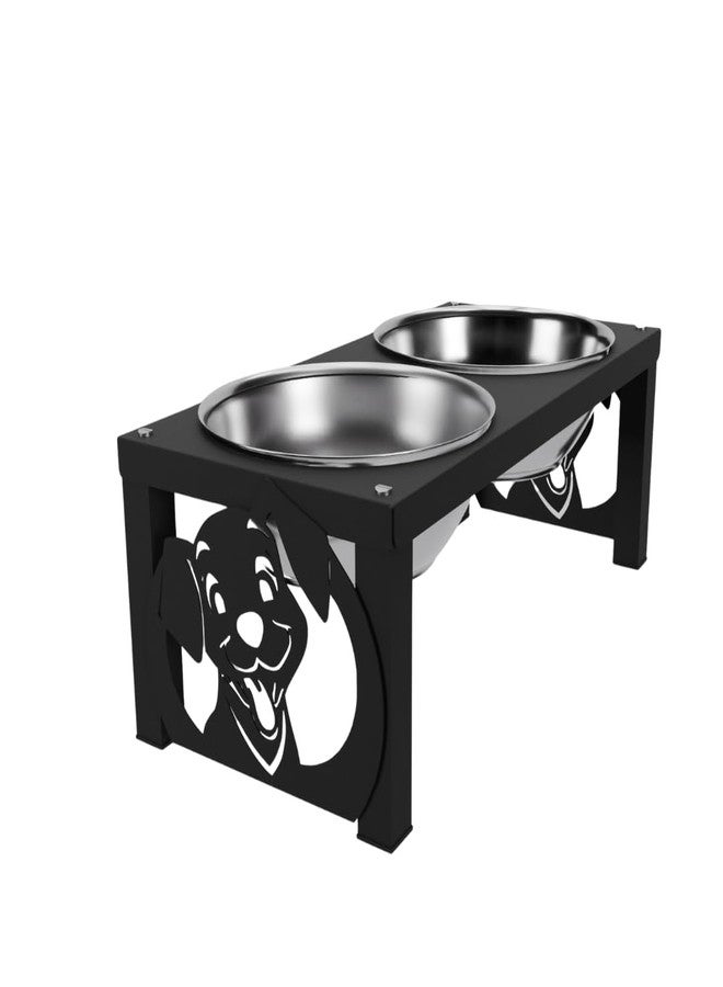 كوجو وعاء طعام COGO Frosty للحيوانات الأليفة | وعاءان من الفولاذ المقاوم للصدأ (سعة كل منهما 800 مل) | أوعية طعام مرتفعة للكلاب والقطط متوسطة وكبيرة الحجم | 5.5 × 7.5 × 15 بوصة | إطار معدني قوي وثابت | اللون: أسود مطفي - Image 1